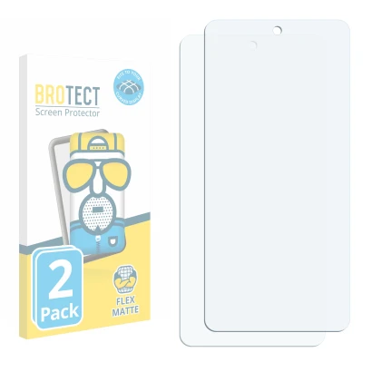 Parte frontal de un envase de producto con el logotipo de la marca BROTECT. Al lado está el protector de pantalla correspondie