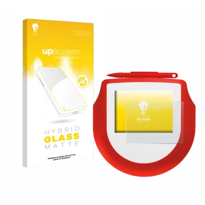 Parte frontal de un envase de producto con el logotipo de la marca upscreen. Al lado se muestra el dispositivo Signotec Signat