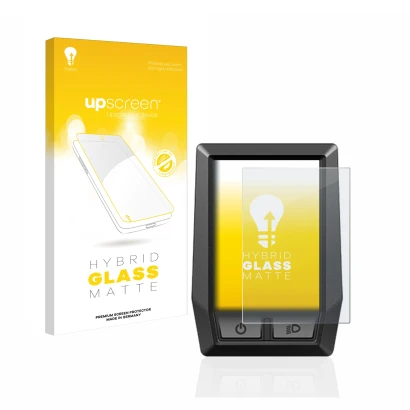 Parte frontal de un envase de producto con el logotipo de la marca upscreen. Al lado se muestra el dispositivo Bosch Kiox con 