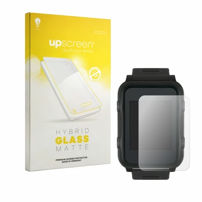 Parte frontal de un envase de producto con el logotipo de la marca upscreen. Al lado se muestra el dispositivo Sigma iD.TRI co