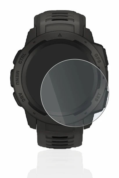 Imagen del dispositivo Garmin Instinct Solar con una amplia variedad de protectores de pantalla.