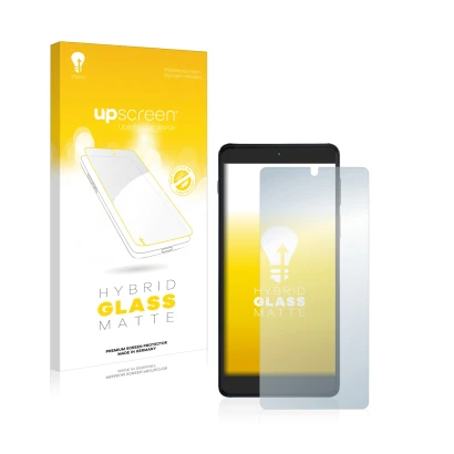 Parte frontal de un envase de producto con el logotipo de la marca upscreen. Al lado se muestra el dispositivo Motorola Edge 2