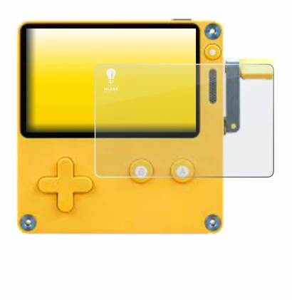 Imagen del dispositivo Panic Playdate con una amplia variedad de protectores de pantalla.