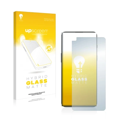 Parte frontal de un envase de producto con el logotipo de la marca upscreen. Al lado se muestra el dispositivo OnePlus Nord 2T