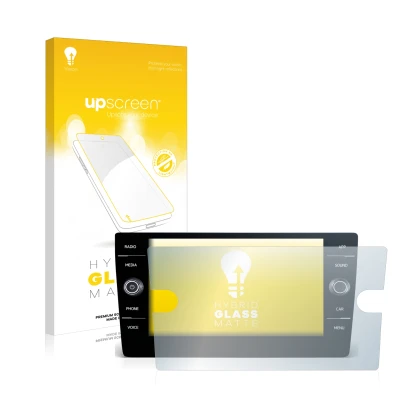 Parte frontal de un envase de producto con el logotipo de la marca upscreen. Al lado se muestra el dispositivo Volkswagen T-Ro