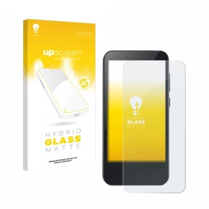 Parte frontal de un envase de producto con el logotipo de la marca upscreen. Al lado se muestra el dispositivo Omnipod 5 con s