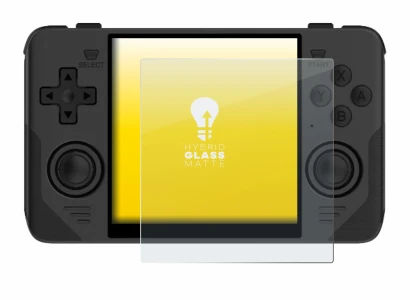 Imagen del dispositivo Powkiddy RGB30 con una amplia variedad de protectores de pantalla.