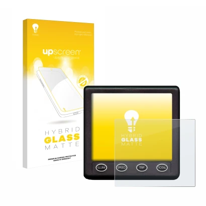 Parte frontal de un envase de producto con el logotipo de la marca upscreen. Al lado se muestra el dispositivo Nasa Marine Ins