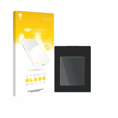 Parte frontal de un envase de producto con el logotipo de la marca upscreen. Al lado se muestra el dispositivo Lenovo Yoga Sli