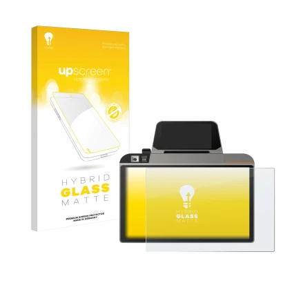 Parte frontal de un envase de producto con el logotipo de la marca upscreen. Al lado se muestra el dispositivo Sunmi D3 Mini c