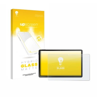 Parte frontal de un envase de producto con el logotipo de la marca upscreen. Al lado se muestra el dispositivo Doogee U11 Pro 