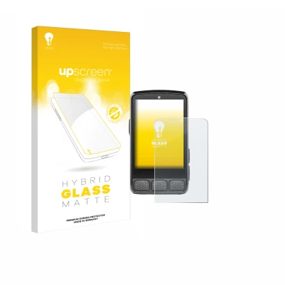 Parte frontal de un envase de producto con el logotipo de la marca upscreen. Al lado se muestra el dispositivo Wahoo Elemnt Ro