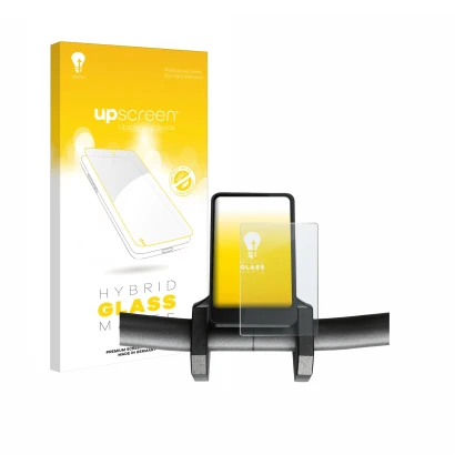 Parte frontal de un envase de producto con el logotipo de la marca upscreen. Al lado se muestra el dispositivo Joyor T6 con su