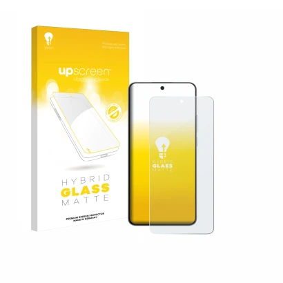 Parte frontal de un envase de producto con el logotipo de la marca upscreen. Al lado se muestra el dispositivo OnePlus Nord CE