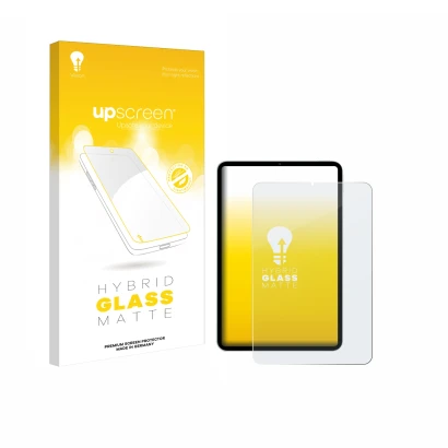 Parte frontal de un envase de producto con el logotipo de la marca upscreen. Al lado se muestra el dispositivo Xiaomi Pad Mini