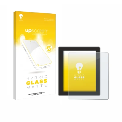 Parte frontal de un envase de producto con el logotipo de la marca upscreen. Al lado se muestra el dispositivo Peterson Strobo