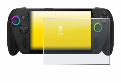 Imagen del dispositivo ASUS ROG Ally X 2025 con una amplia variedad de protectores de pantalla.