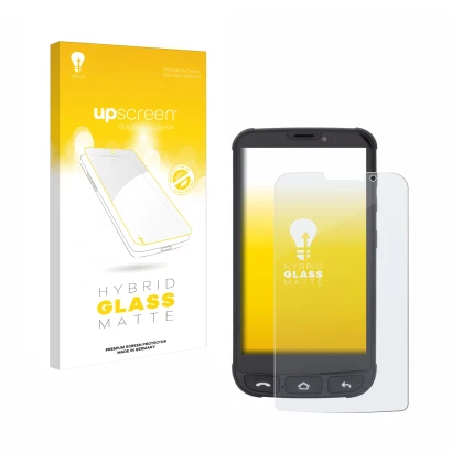 Parte frontal de un envase de producto con el logotipo de la marca upscreen. Al lado se muestra el dispositivo Olympia Neo Min