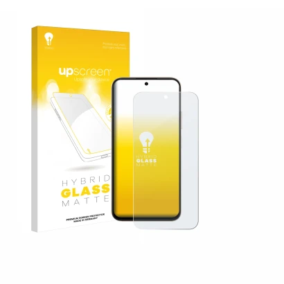 Parte frontal de un envase de producto con el logotipo de la marca upscreen. Al lado se muestra el dispositivo Oppo A6t Pro 4G