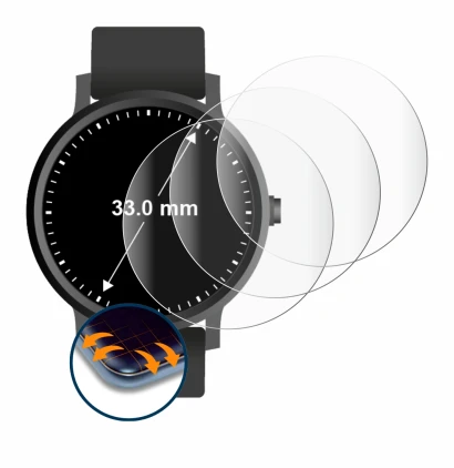 Imagen del dispositivo Relojes (Circular, ø: 33 mm) con una amplia variedad de protectores de pantalla.