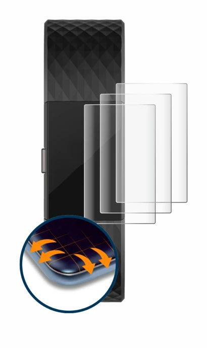 Imagen del dispositivo Fitbit Charge 2 con una amplia variedad de protectores de pantalla.