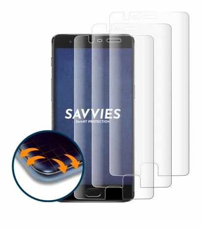 Imagen del dispositivo OnePlus 3T con una amplia variedad de protectores de pantalla.