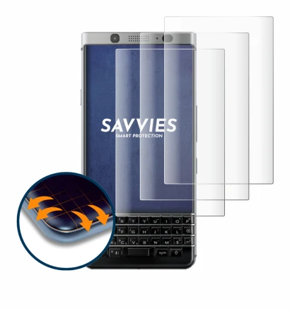 Imagen del dispositivo BlackBerry Keyone con una amplia variedad de protectores de pantalla.