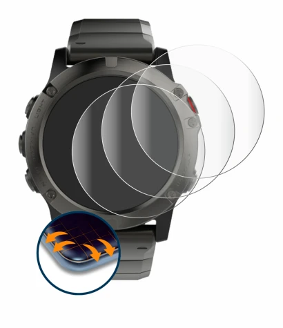 Imagen del dispositivo Garmin Fenix 5X (51 mm) con una amplia variedad de protectores de pantalla.
