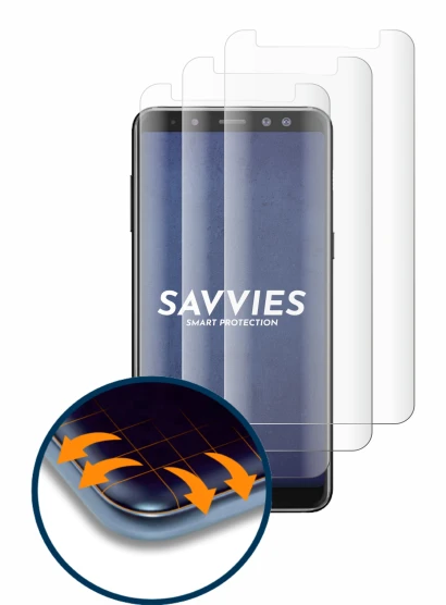 Imagen del dispositivo Samsung Galaxy A8 2018 con una amplia variedad de protectores de pantalla.