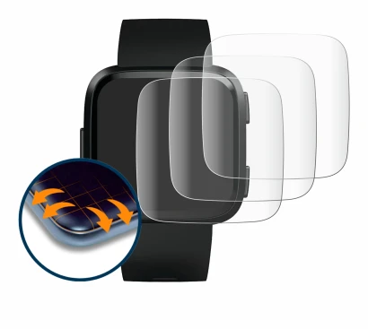 Imagen del dispositivo Fitbit Versa con una amplia variedad de protectores de pantalla.