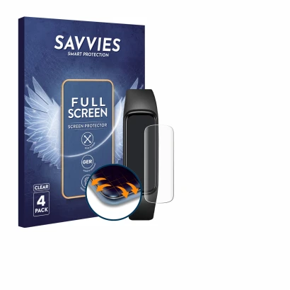 Parte frontal de un envase de producto con el logotipo de la marca Savvies. Al lado se muestra el dispositivo Samsung Galaxy F