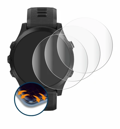 Imagen del dispositivo Garmin Forerunner 945 con una amplia variedad de protectores de pantalla.
