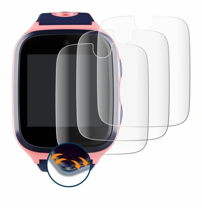 Imagen del dispositivo Xplora 4 con una amplia variedad de protectores de pantalla.