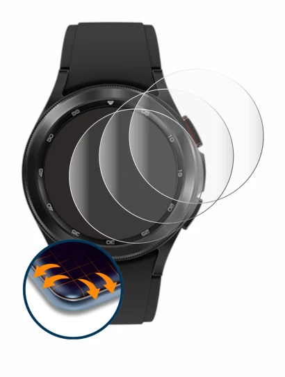 Imagen del dispositivo Samsung Galaxy Watch 4 Classic (42mm) con una amplia variedad de protectores de pantalla.