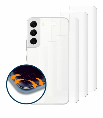 Imagen del dispositivo Samsung Galaxy S22 5G (Trasero) con una amplia variedad de protectores de pantalla.