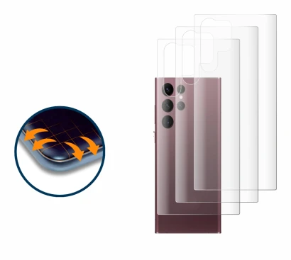 Imagen del dispositivo Samsung Galaxy S22 Ultra 5G (Trasero) con una amplia variedad de protectores de pantalla.