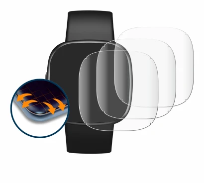 Imagen del dispositivo Fitbit Versa 4 con una amplia variedad de protectores de pantalla.
