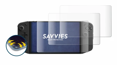 Imagen del dispositivo Lenovo Legion Go con una amplia variedad de protectores de pantalla.