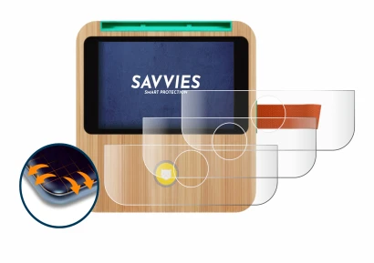 Imagen del dispositivo tigerbox Touch Plus con una amplia variedad de protectores de pantalla.