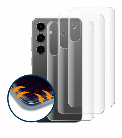 Imagen del dispositivo Samsung Galaxy S24 Plus (Trasero) con una amplia variedad de protectores de pantalla.