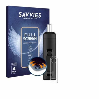 Parte frontal de un envase de producto con el logotipo de la marca Savvies. Al lado se muestra el dispositivo Norddampf Relict