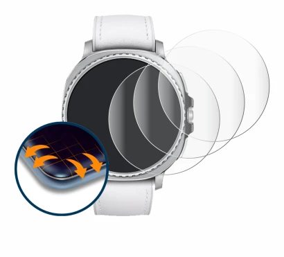 Imagen del dispositivo Samsung Galaxy Watch 8 Classic (46 mm) con una amplia variedad de protectores de pantalla.