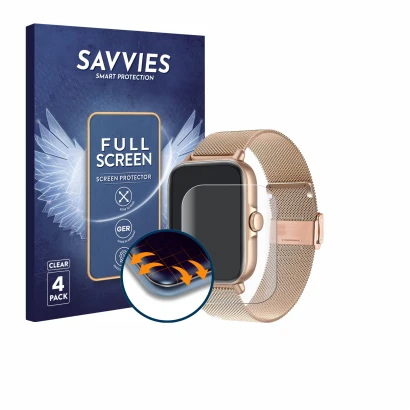 Parte frontal de un envase de producto con el logotipo de la marca Savvies. Al lado se muestra el dispositivo Pireware Eleganc