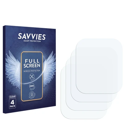 Parte frontal de un envase de producto con el logotipo de la marca Savvies. Al lado está el protector de pantalla correspondie
