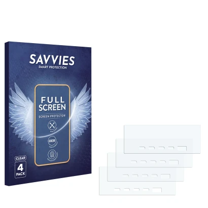 Parte frontal de un envase de producto con el logotipo de la marca Savvies. Al lado está el protector de pantalla correspondie