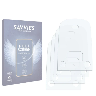 Parte frontal de un envase de producto con el logotipo de la marca Savvies. Al lado está el protector de pantalla correspondie