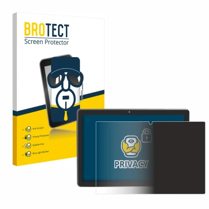 Parte frontal de un envase de producto con el logotipo de la marca BROTECT. Al lado se muestra el dispositivo Majestic Tab-912