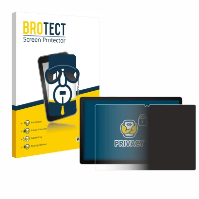 Parte frontal de un envase de producto con el logotipo de la marca BROTECT. Al lado se muestra el dispositivo Samsung Galaxy T