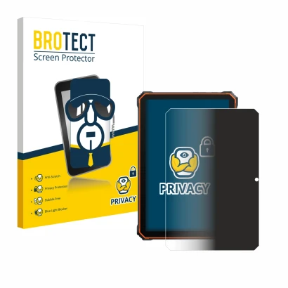 Parte frontal de un envase de producto con el logotipo de la marca BROTECT. Al lado se muestra el dispositivo Blackview Active