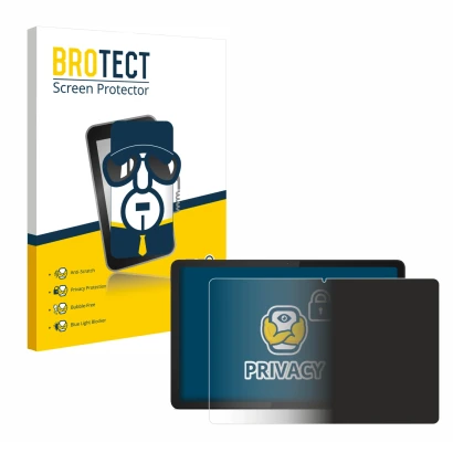 Parte frontal de un envase de producto con el logotipo de la marca BROTECT. Al lado se muestra el dispositivo Lenovo Tab M11 c